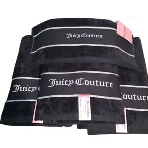 New Juicy Couture Velour Black Logo Towel Set